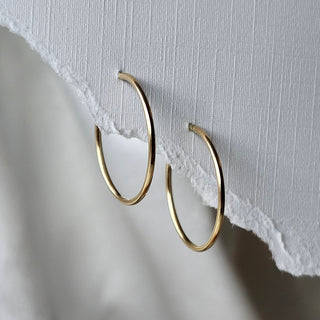 14k Yellow Gold Large Sleeper Hoops