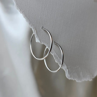 14k White Gold Large Sleeper Hoops