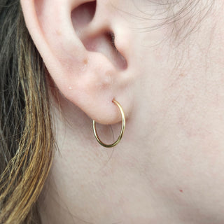 14k Yellow Gold Small Sleeper Hoops