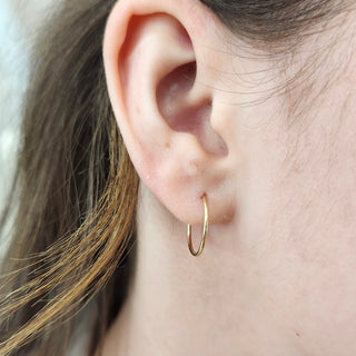 14k Yellow Gold Medium Sleeper Hoops