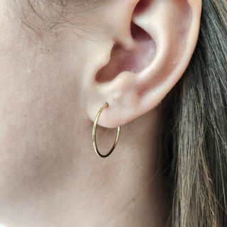 14k Yellow Gold Large Sleeper Hoops