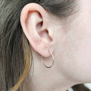 14k White Gold Large Sleeper Hoops