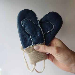 Kids Shearling Mittens - Blue