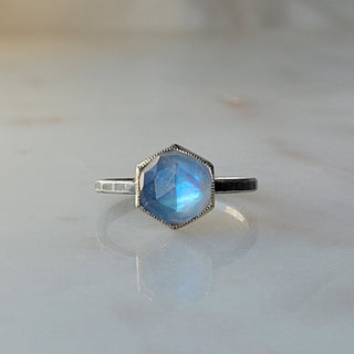 Moonstone Hexagon Ring