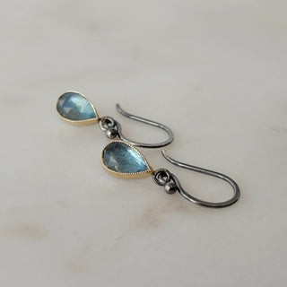 Pear Aquamarine Dangle Earrings