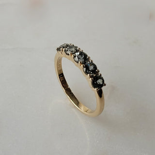 Claw Set Five Green Sapphire Band