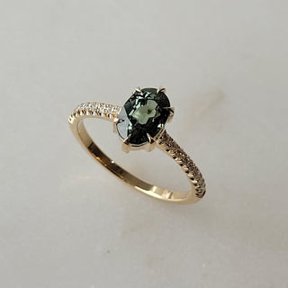 Teal Green Sapphire Ring
