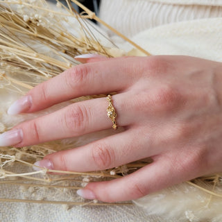 Pansy Signet Diamond Ring
