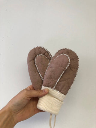Kids Shearling Mittens - Dusty Pink