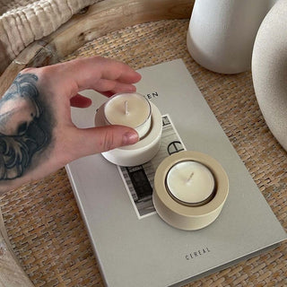 Single Tea Light Candle Holder - Cream White