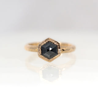 Aureole Hexagon Black Diamond Ring