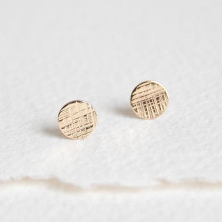 14k Gold Filled Cross Hatch Disc Earrings