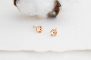 14k Gold Filled Tiny Cherry Blossom Studs