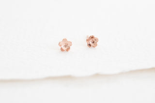14k Rose Gold Filled Tiny Cherry Blossom Studs