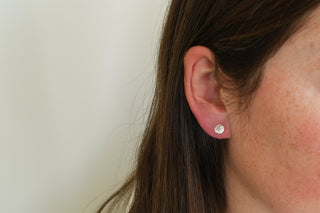 Sterling Silver Cross Hatch Disc Earrings