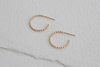 14k Gold Filled Beaded Hoop Earrings - Small
