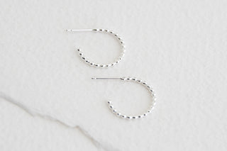 Sterling SIlver Beaded Hoop Earrings - Small