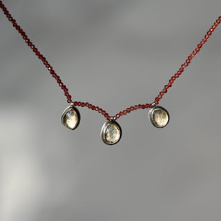 Champagne Quartz On Garnet Bead Necklace