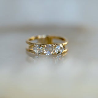 Triple Rose Cut Lab Diamond Ring