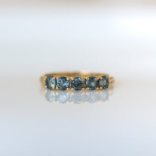 Claw Set Five Green Sapphire Band