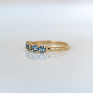 Claw Set Five Green Sapphire Band