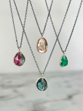 Watermelon Tourmaline Drop Necklace