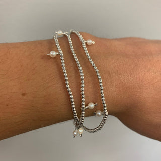 Sterling Silver Pearl Wrap Bracelet