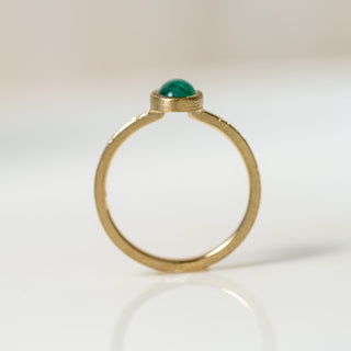 Sgraffito and Line-Engraved Panshir Emerald and Diamond Ring