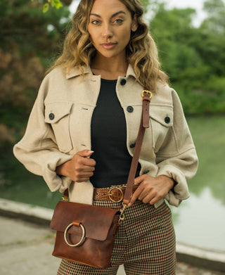 Mini Virtue Bag - Brandy With Gold Ring