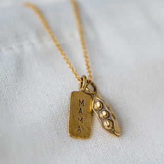 Bronze Mama & Three Peas Necklace
