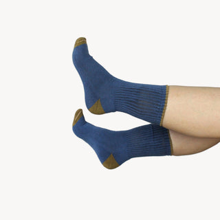 Heel Toe Socks - Pack of 2- Brown/Blue