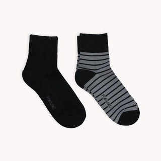 Striped/Solid Pima Socks - Pack of 2 - Monochrome