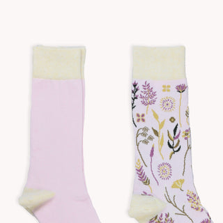 Botanical/Solid Pima Socks - Pack of 2 - Rosee