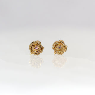 Dewdrop Pink Sapphire Rose Stud