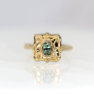 Ancient Star Teal Sapphire Ring