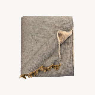 Fleece Lined Crinkle Throw - Bison