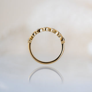 Trilliant and Round Teal Sapphire Band