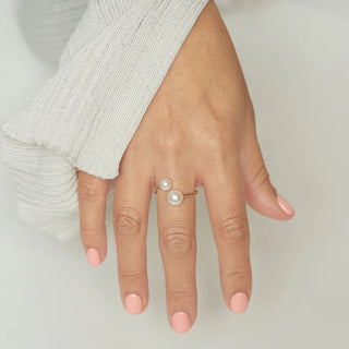 Twist Double Pearl Open Ring