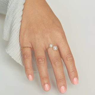 Twist Double Pearl Open Ring
