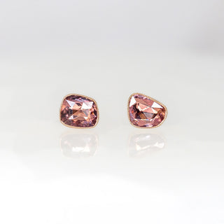 Asymmetrical Pink Sapphire Stud Earrings