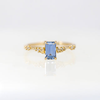 Daphne Blue Emerald Cut Sapphire Ring