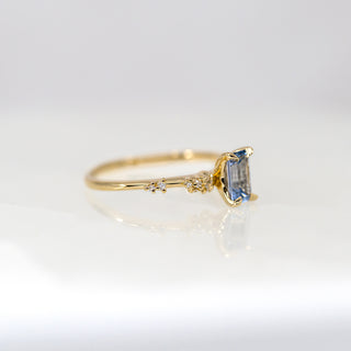 Daphne Blue Emerald Cut Sapphire Ring