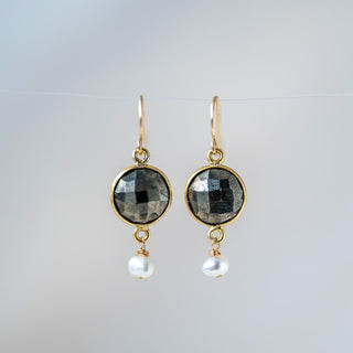Pyrite Coin Drop Earring