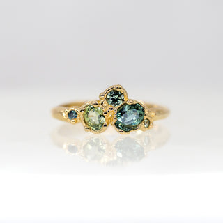 Mermaid Treasure Teal Sapphire Cluster Ring