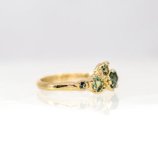 Mermaid Treasure Teal Sapphire Cluster Ring