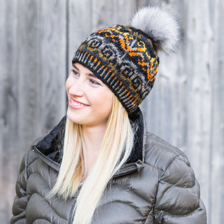 Natalia Wool Beanie Hat with Pom - Amethyst