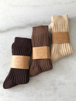 Ribbed High Cotton Socks - Black