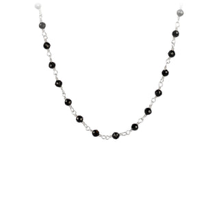 NEW- Black Spinel Wrapped Stone Necklace with Talisman Clip
