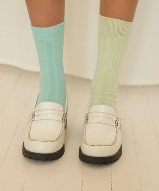 Cable Knit Dress Socks - Aloe Vera