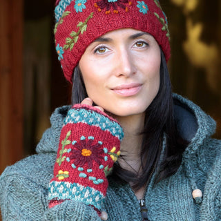 Abigail Hand Knit Wool Handwarmers - Oatmeal